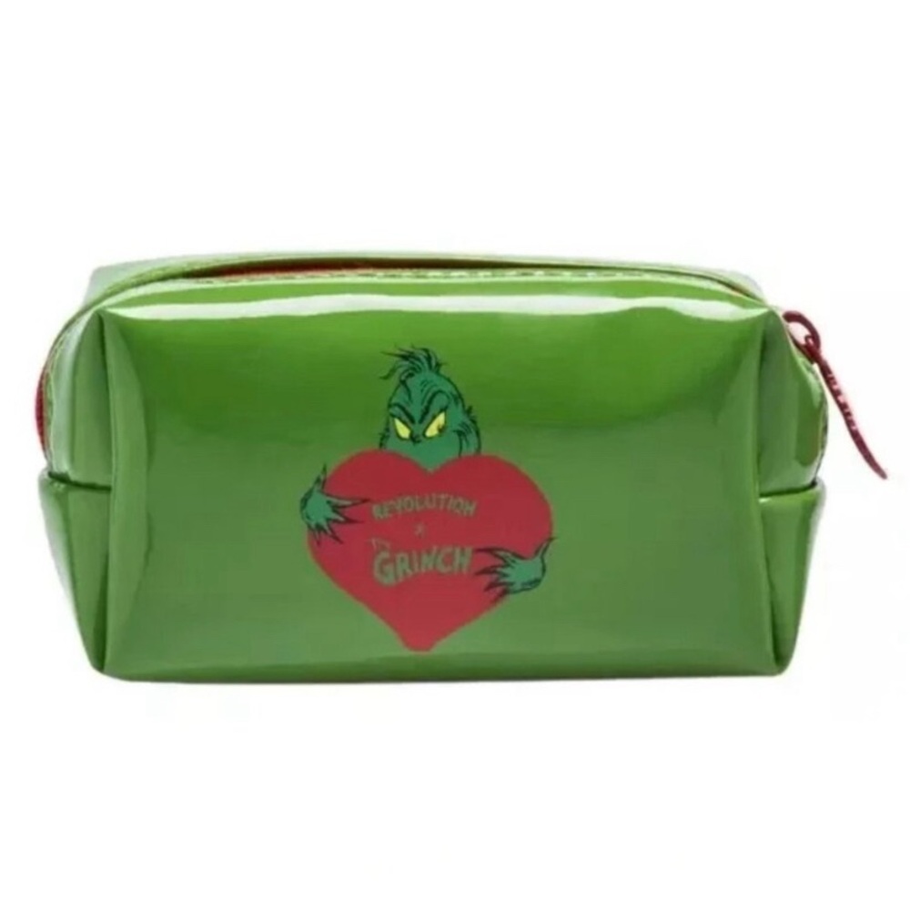 Revolution Green Grinch Cosmetic Bag with Red Zipper set of 2 - Picture 5 of 8
